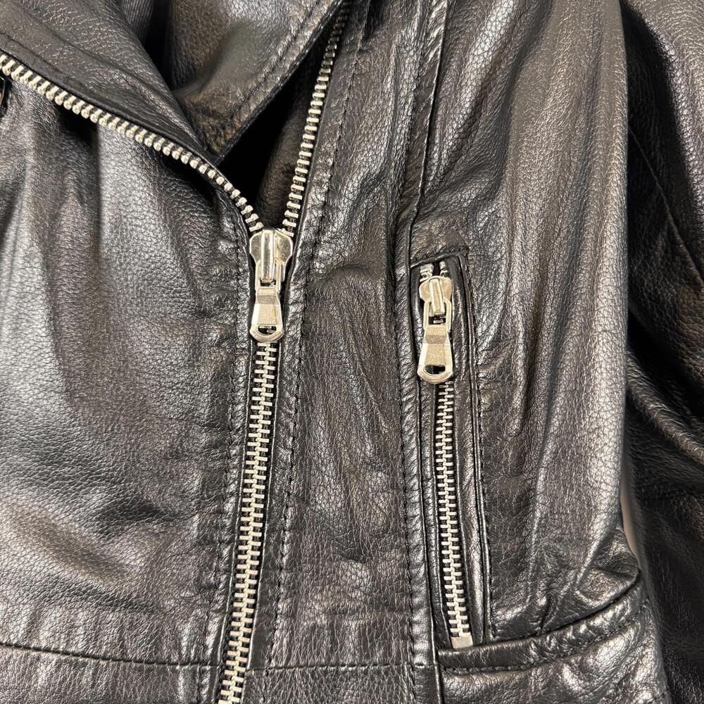 Barney's Originals Clara Black Leather Moto Jacket - Size 4 - Picture 6 of 10